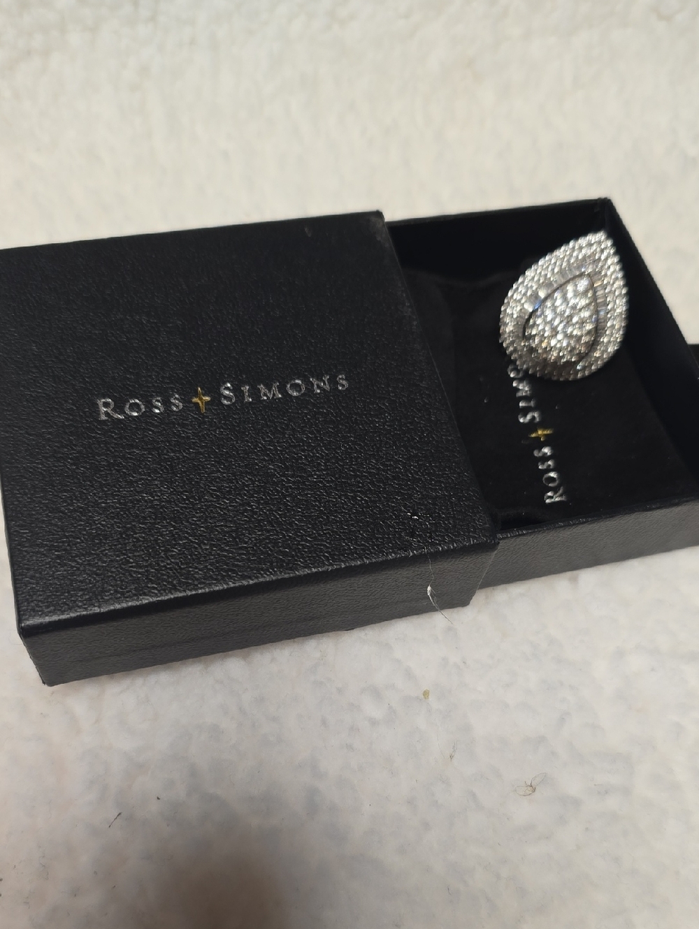 Ross-Simons Silver Teardrop Halo Crystal Ring